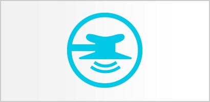 Rundes türkises Symbol einer einstellbaren Membran eines Littmann Stethoskops.
