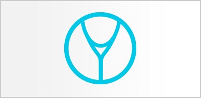 Rundes türkises Symbol von Schlauchmaterial und Gabel eines Littmann Stethoskops.
